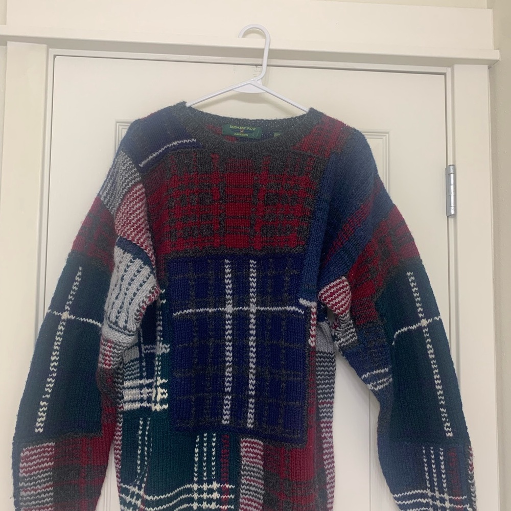 Men's Multicolor Plaid Crewneck Sweater